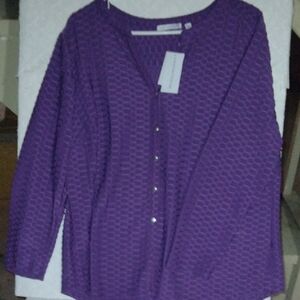 Notations Deep Purple Textured Cardigan